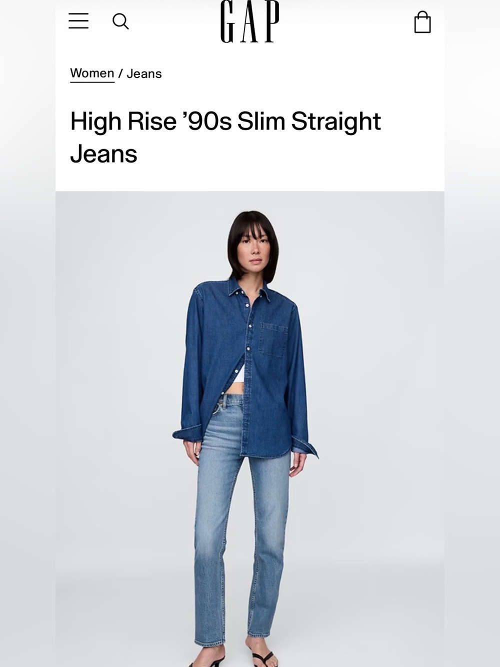 GAP High-Rise Slim Straight Jeans in Medium Blue Wash